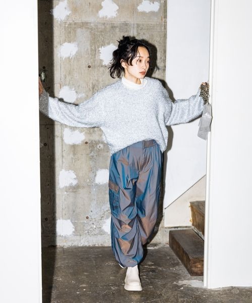 「JEANASIS」 長袖ニット FREE シルバー レディース_画像6