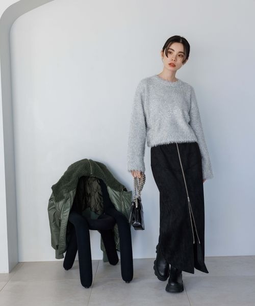 「JEANASIS」 長袖ニット FREE シルバー レディース_画像8