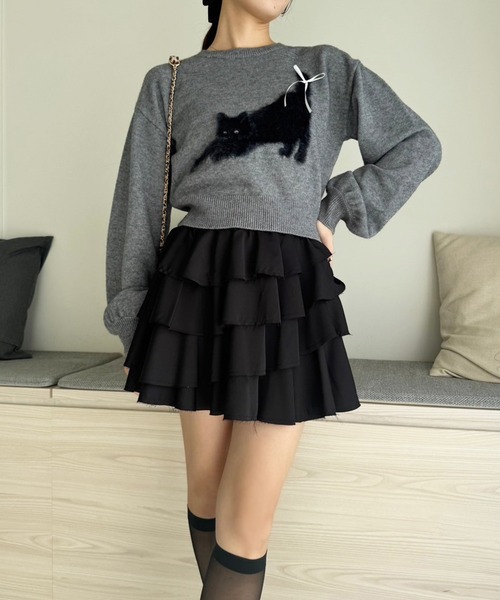 「one after another NICE CLAUP」 長袖ニット FREE ネイビー レディース_画像2