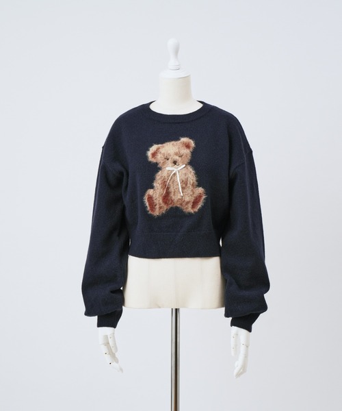 「one after another NICE CLAUP」 長袖ニット FREE ネイビー レディース_画像3