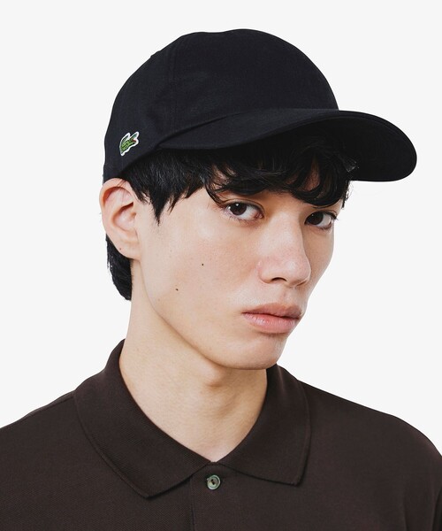 (黒)LACOSTE Twill 6-Panel Cap LACOSTE（ラコステ） キャップ 帽子 メンズ フロントブランク6パネル