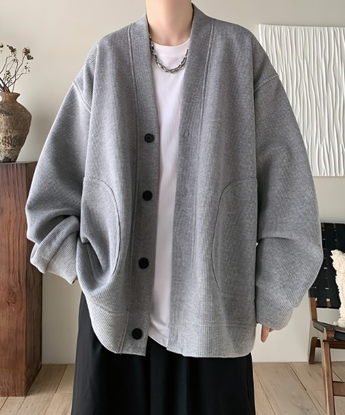 WYZ カーディガン オーバーサイズワッフルスウェットカーディガン/ユニ