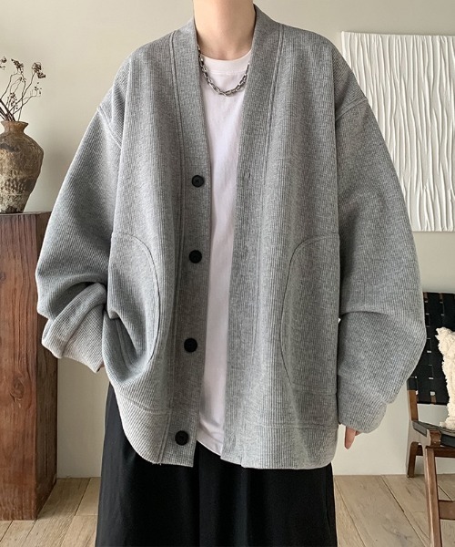 WYZ カーディガン オーバーサイズワッフルスウェットカーディガン/ユニ