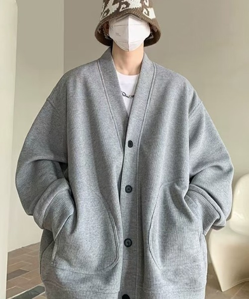 WYZ カーディガン オーバーサイズワッフルスウェットカーディガン/ユニ