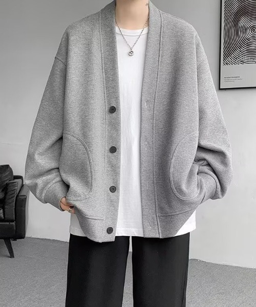 WYZ カーディガン オーバーサイズワッフルスウェットカーディガン/ユニ