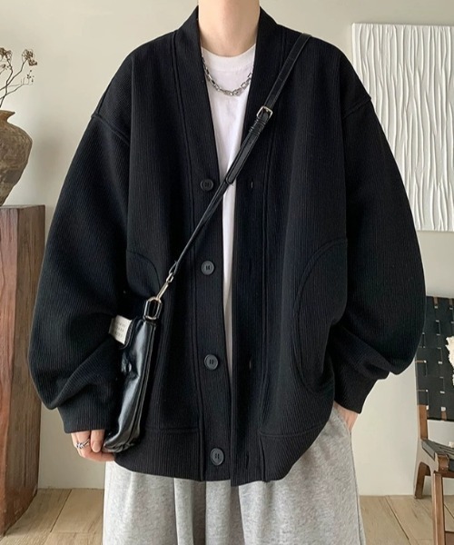 WYZ カーディガン オーバーサイズワッフルスウェットカーディガン/ユニ