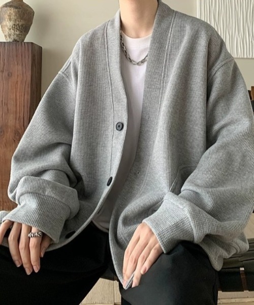 WYZ カーディガン オーバーサイズワッフルスウェットカーディガン/ユニ