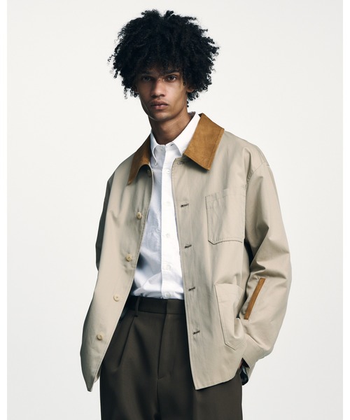 ジャケット・アウター SOPHNET. LEATHER COLLAR COVERALL SOPHNET.（ソフネット） カバーオール LEATHER COLLAR COVERALL メンズ
