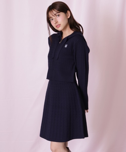 極美品 　マークアンドロナ 　ニット　セットアップ　パーカー　スカート ネイビー JILL by JILL STUART（ジルバイジルスチュアート） ワンピース
