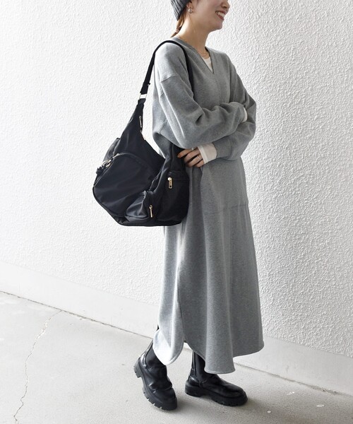 SHIPS any 「SHIPS any」 長袖ワンピース ONE SIZE ライトグレー