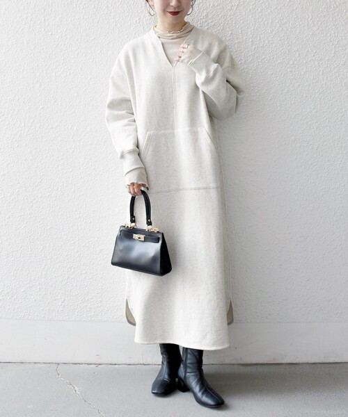 SHIPS any 「SHIPS any」 長袖ワンピース ONE SIZE ライトグレー