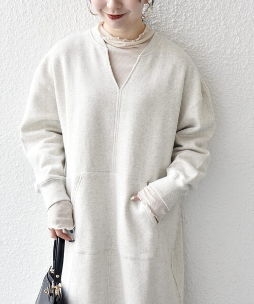 SHIPS any 「SHIPS any」 長袖ワンピース ONE SIZE ライトグレー