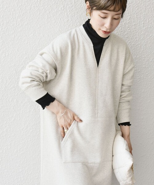 SHIPS any 「SHIPS any」 長袖ワンピース ONE SIZE ライトグレー