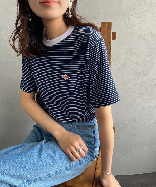 Danton（ダントン） 半袖Tシャツ 38 ネイビー×ホワイト レディース