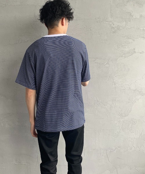Danton（ダントン） 半袖Tシャツ 38 ネイビー×ホワイト レディース