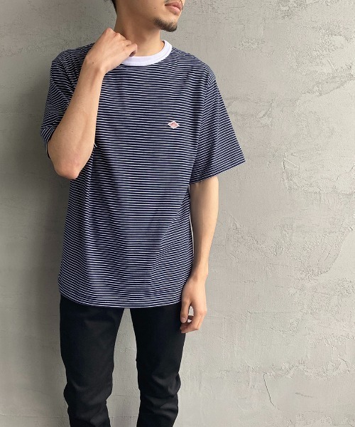 Danton（ダントン） 半袖Tシャツ 38 ネイビー×ホワイト レディース