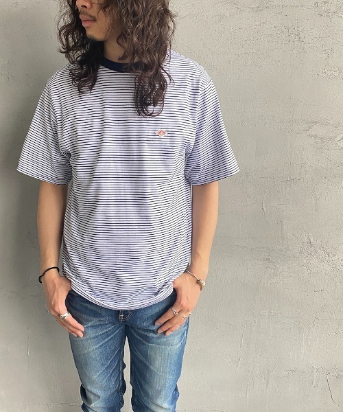 Danton（ダントン） 半袖Tシャツ 38 ネイビー×ホワイト レディース