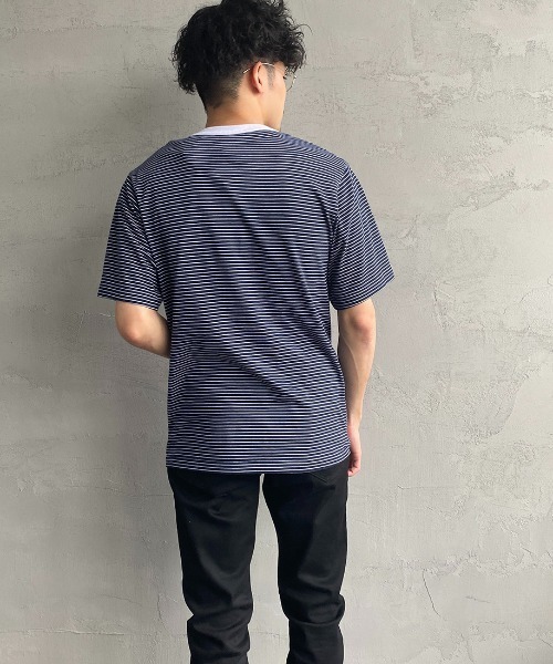 Danton（ダントン） 半袖Tシャツ 38 ネイビー×ホワイト レディース
