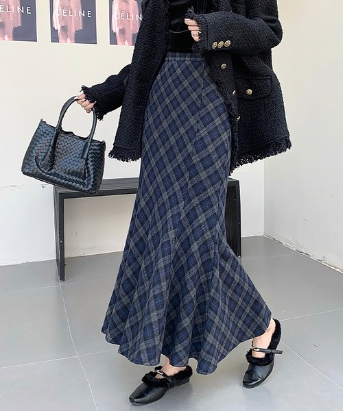 スカート マーメイド風チェック柄スカート : ZOZOTOWN Yahoo!店 - 通販