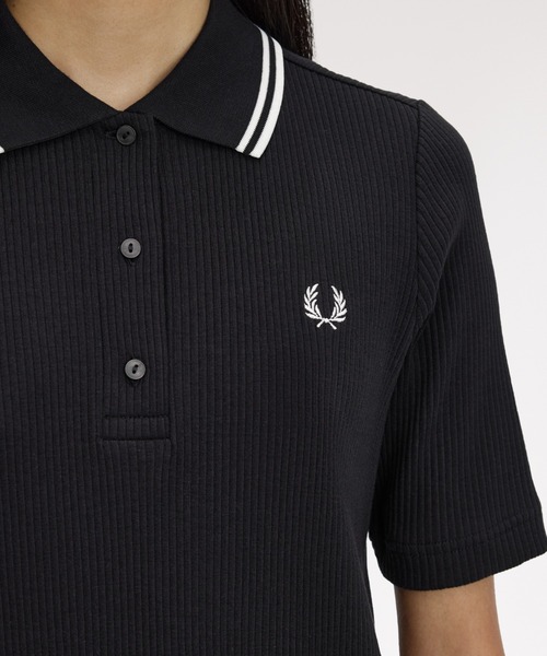 ☆さち　☆FRED PERRY リボン付きポロ襟ワンピース FRED PERRY（フレッドペリー） ワンピース Ribbed Polo Dress／リブ