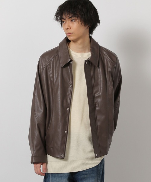 LAKOLE（ラコレ） ブルゾン アウター シングルPUレザーブルゾン