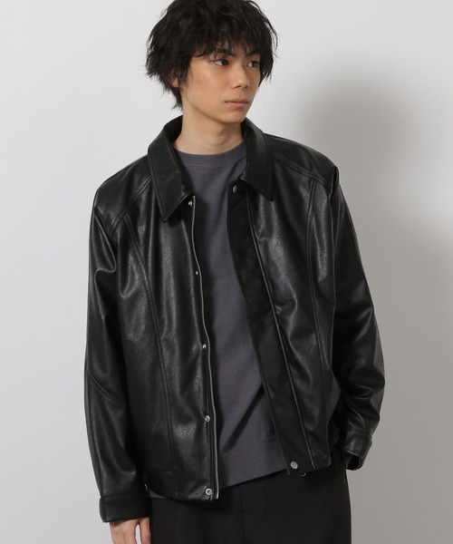 LAKOLE（ラコレ） ブルゾン アウター シングルPUレザーブルゾン