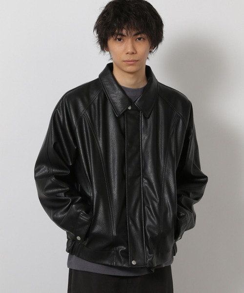 LAKOLE（ラコレ） ブルゾン アウター シングルPUレザーブルゾン