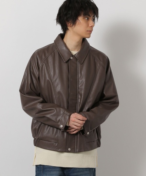 LAKOLE（ラコレ） ブルゾン アウター シングルPUレザーブルゾン