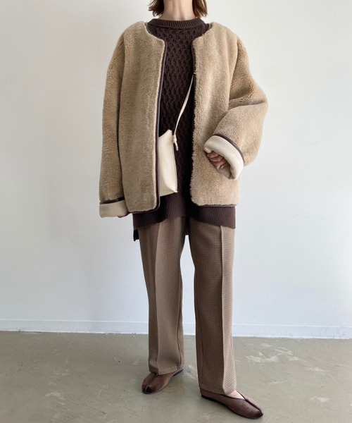 「NEUNA」 ノーカラージャケット FREE アイボリー レディース_画像6