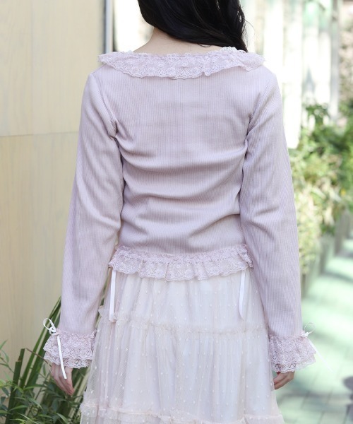axes femme（アクシーズ ファム） tシャツ ローズボタンフリルトップス