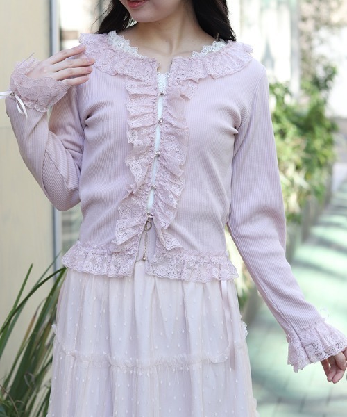 トップス rose axes femme（アクシーズ ファム） tシャツ ローズボタンフリルトップス