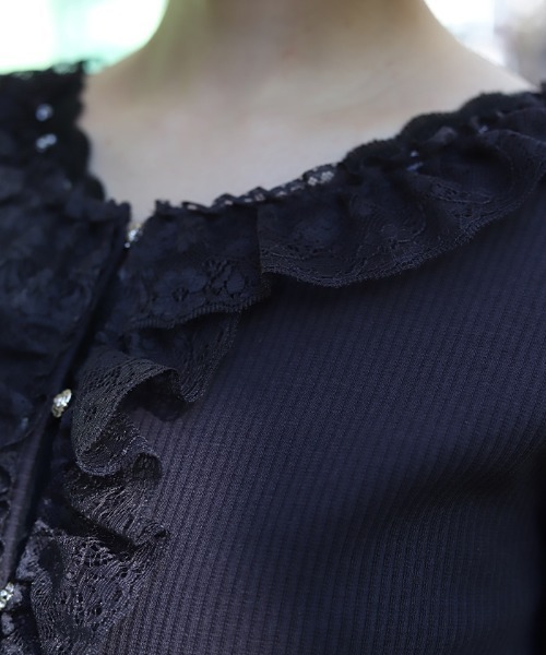 axes femme（アクシーズ ファム） tシャツ ローズボタンフリルトップス