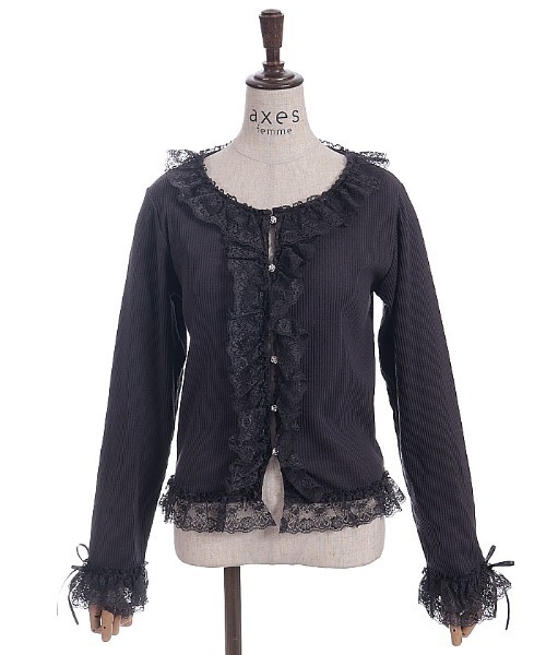 トップス rose axes femme（アクシーズ ファム） tシャツ ローズボタンフリルトップス