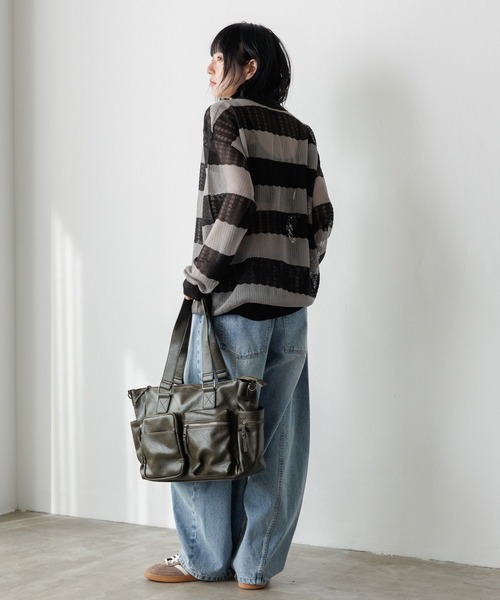 PBLIM ポロシャツ ポロ 「UNISEX」ボーダーメッシュポロシャツ