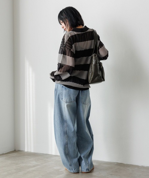 PBLIM ポロシャツ ポロ 「UNISEX」ボーダーメッシュポロシャツ
