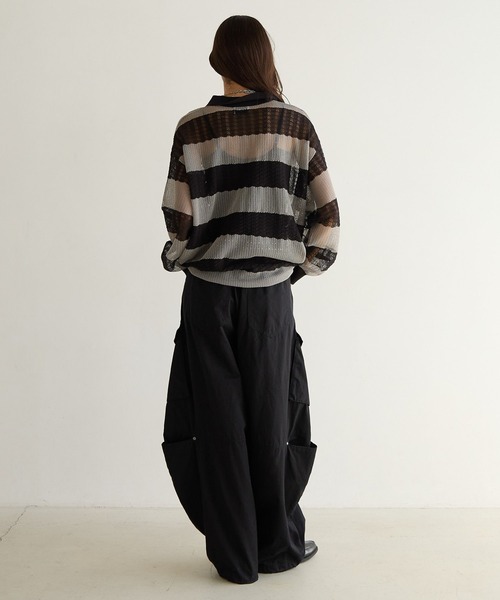 PBLIM ポロシャツ ポロ 「UNISEX」ボーダーメッシュポロシャツ