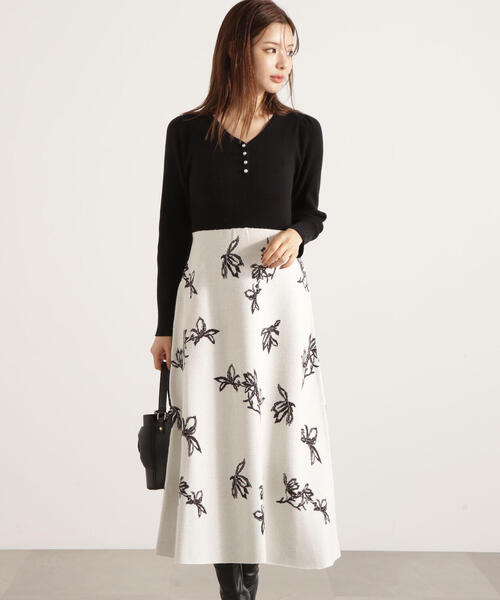 「PROPORTION BODY DRESSING」 ニットワンピース MEDIUM ブラック レディースの画像
