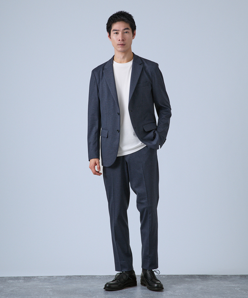 美品：Theory】高機能ジャージー スラックス「L：ネイビーメランジ