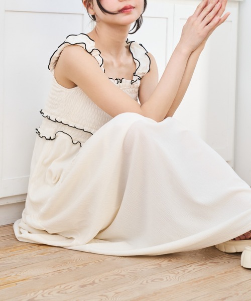 Lallana（ララーナ） ワンピース Gather flare long dress/ギャザー