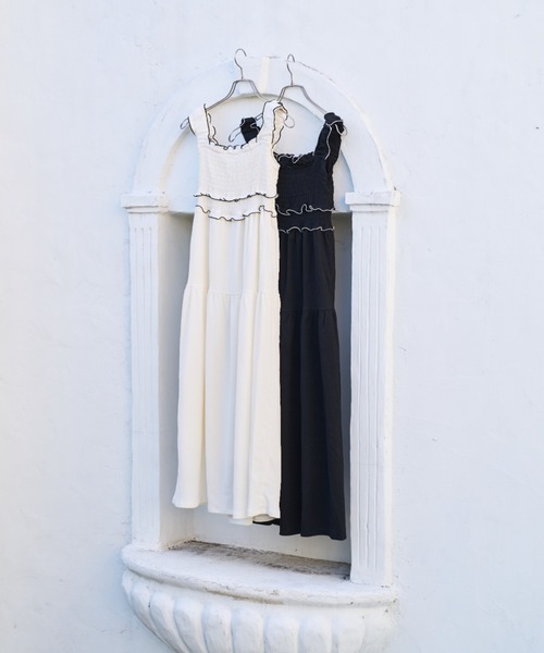 Lallana（ララーナ） ワンピース Gather flare long dress/ギャザー
