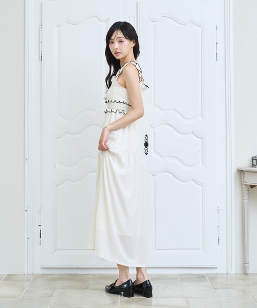 Lallana（ララーナ） ワンピース Gather flare long dress/ギャザー