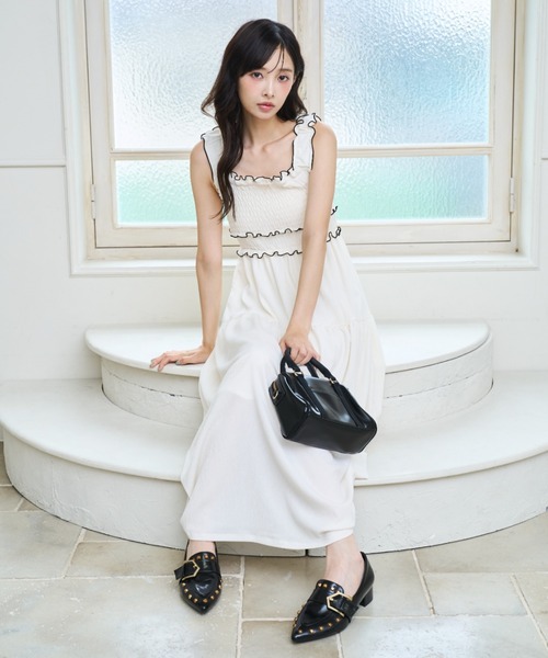 Lallana（ララーナ） ワンピース Gather flare long dress/ギャザー