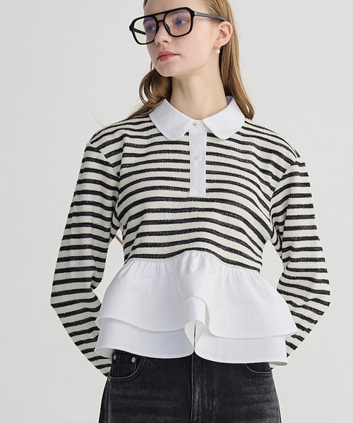 トップス birthdaybash BORDER POLO DOUBLEFRILLTOPS BIRTHDAY BASH（バースデーバッシュ） tシャツ BORDER POLO DOUBLE