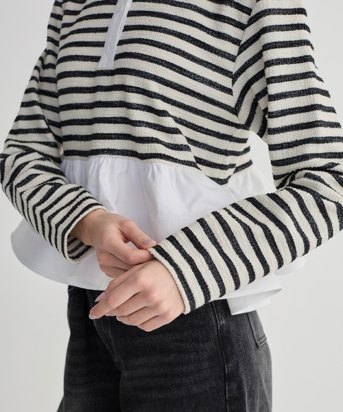 トップス birthdaybash BORDER POLO DOUBLEFRILLTOPS RE ORDER】BORDER POLO DOUBLE FRILL TOPS - BIRTHDAY BASH