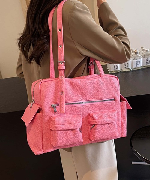 ショルダーバッグ vintage bag ビッグマルチポケットヴィンテージデザインショルダーバッグ/Big multi