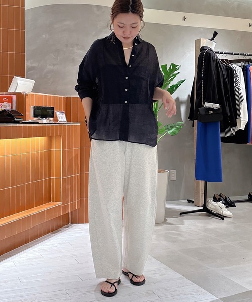 スウェットパンツ ジャージ 接触冷感・抗菌カットソーカーブシルエットパンツ レディースの画像