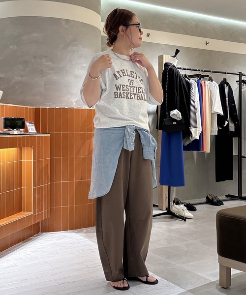 スウェットパンツ ジャージ 接触冷感・抗菌カットソーカーブシルエットパンツ レディースの画像
