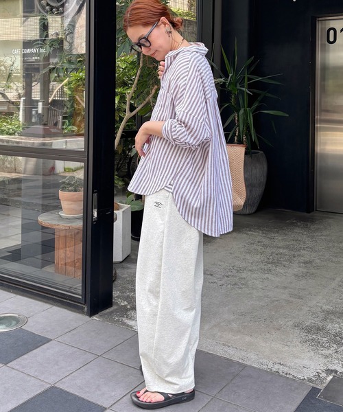 スウェットパンツ ジャージ 接触冷感・抗菌カットソーカーブシルエットパンツ レディースの画像