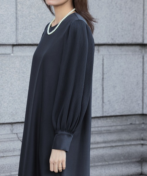 「Flolia」 長袖ワンピース L ネイビー レディース_画像3
