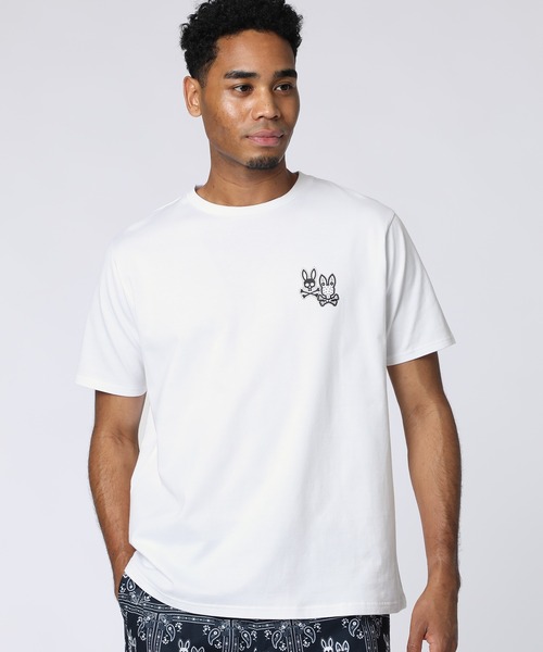 バンダナ柄 Tシャツ ホワイト Psycho Bunny（サイコバニー） tシャツ オリジナルバンダナ柄 バック